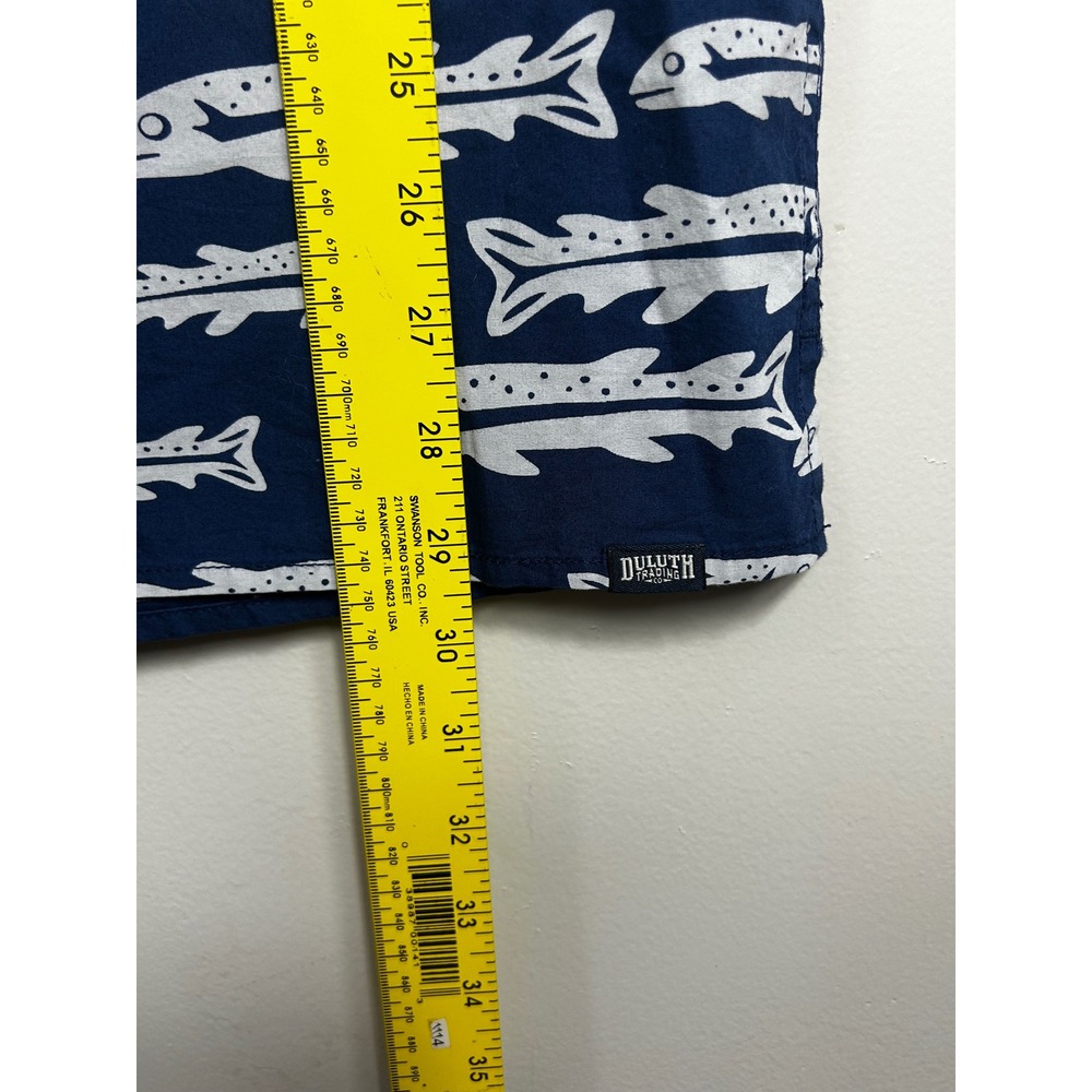 Duluth Trading Co BBQ Shirt Mens XL Tall Relaxed Fit Blue Fish Print NWT - Picture 7 of 9